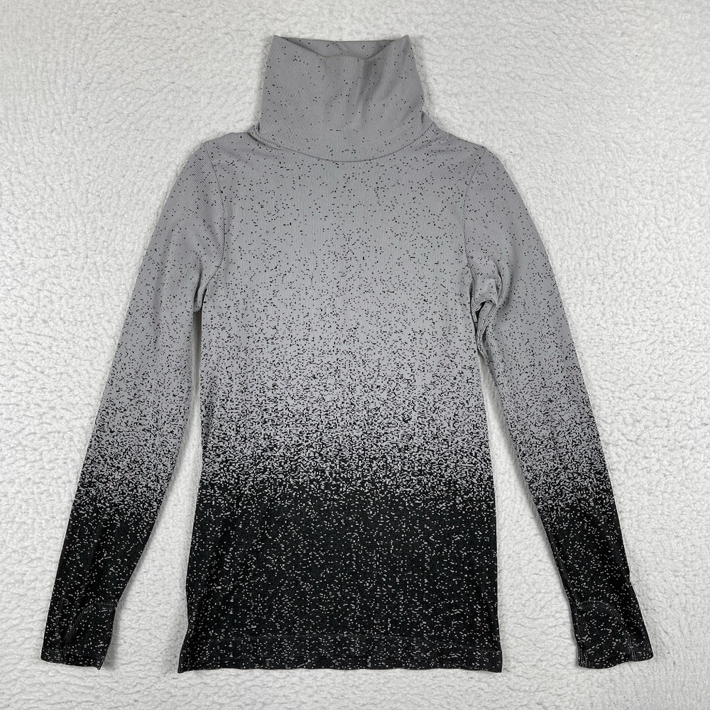 Athleta Momentum Ombre Turtle Neck Womens Medium Grey Black Speckled S/631825-00